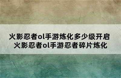 火影忍者ol手游炼化多少级开启 火影忍者ol手游忍者碎片炼化